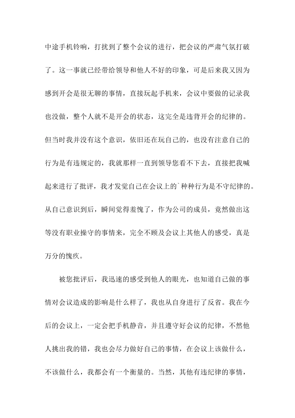 公司员工违反会议纪律检讨书_第2页