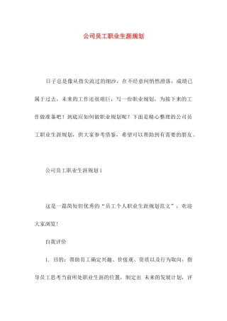 公司员工职业生涯规划