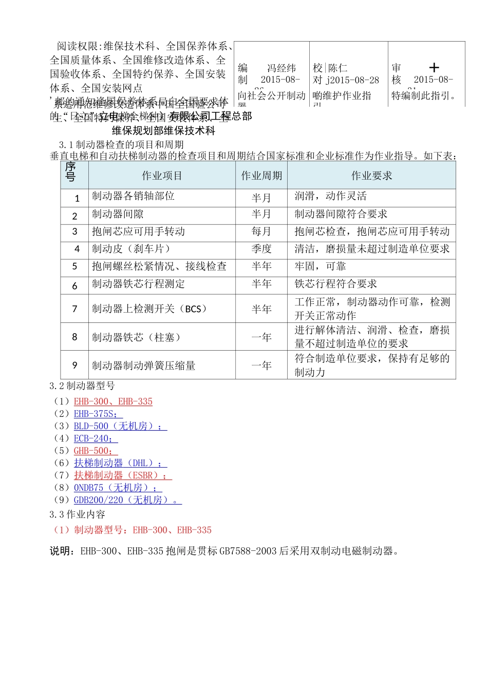 日立GY 电梯制动器的维保作业指引 外发版 V _第1页