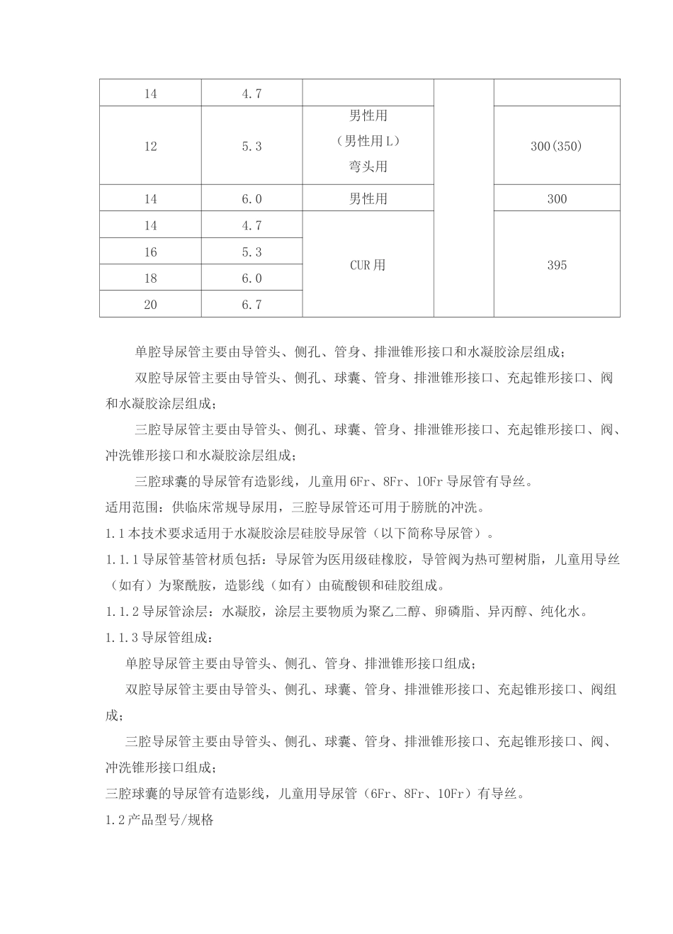 水凝胶涂层硅胶导尿管产品技术要求ftmd_第2页