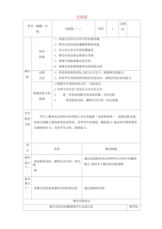 中考物理光现象一复习教案