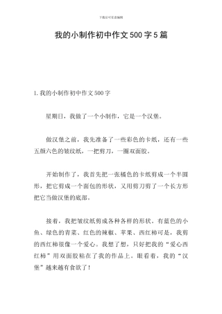 我的小制作初中作文500字5篇