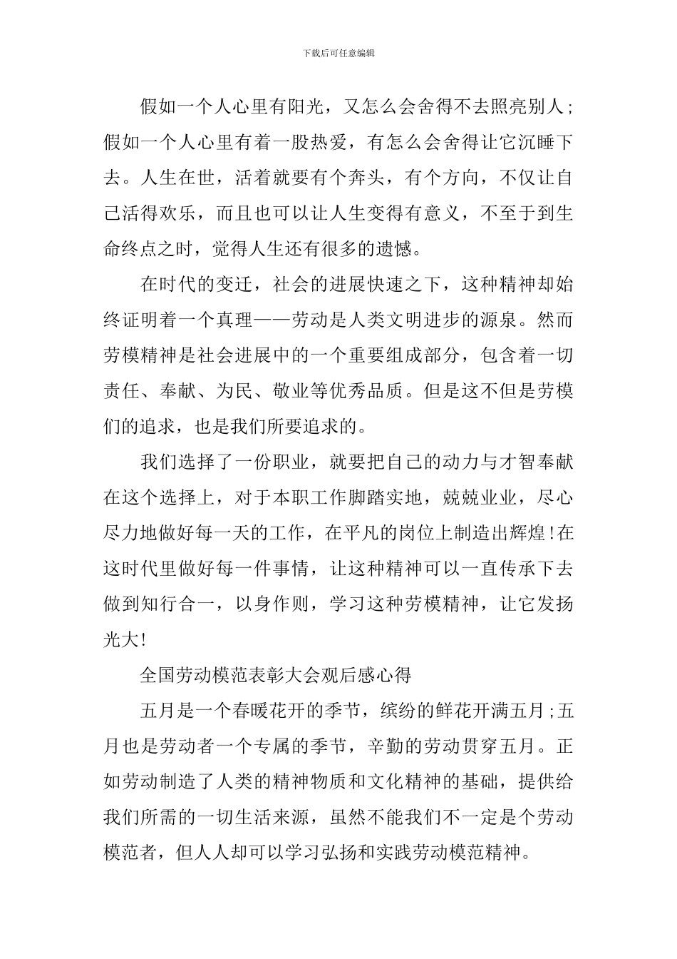 全国劳动模范表彰大会观后感心得2024大全_第2页