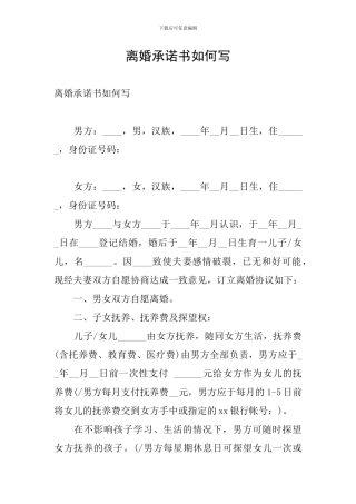 离婚承诺书如何写