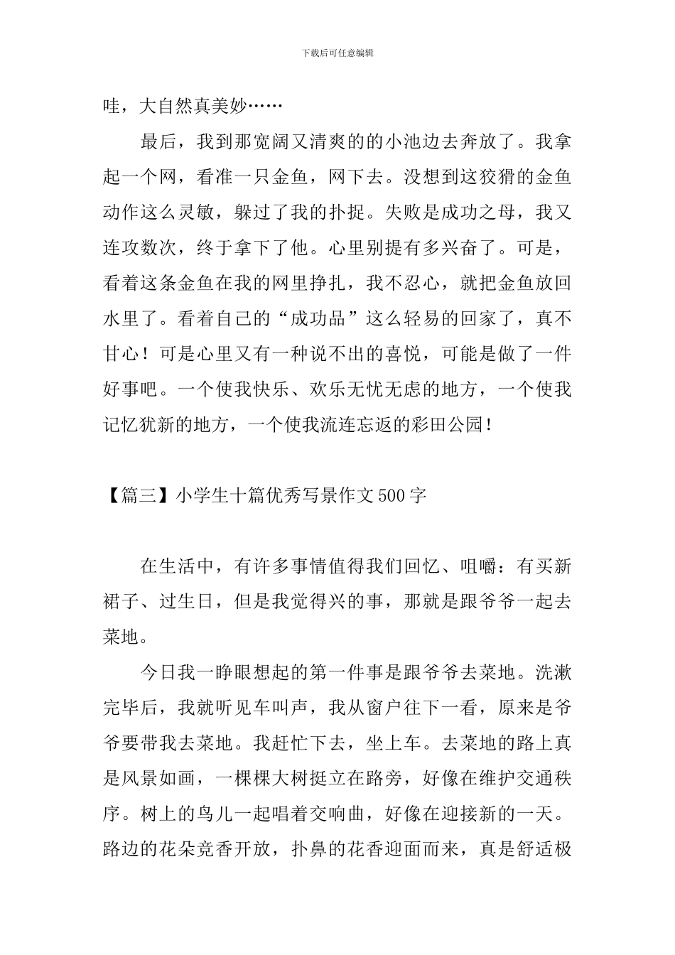小学生十篇优秀写景作文500字_第3页
