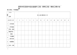 倒排工期计划表
