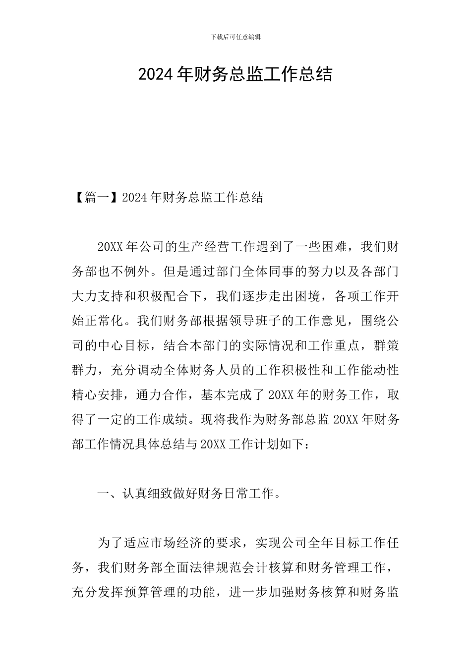 2024年财务总监工作总结_第1页