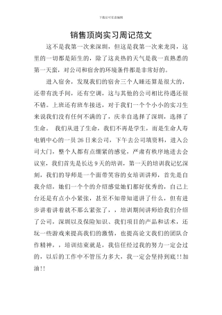 销售顶岗实习周记范文