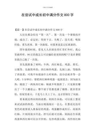 在尝试中成长初中满分作文800字