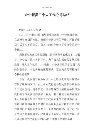 企业新员工个人工作心得总结