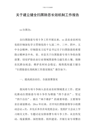 关于建立健全扫黑除恶长效机制工作报告
