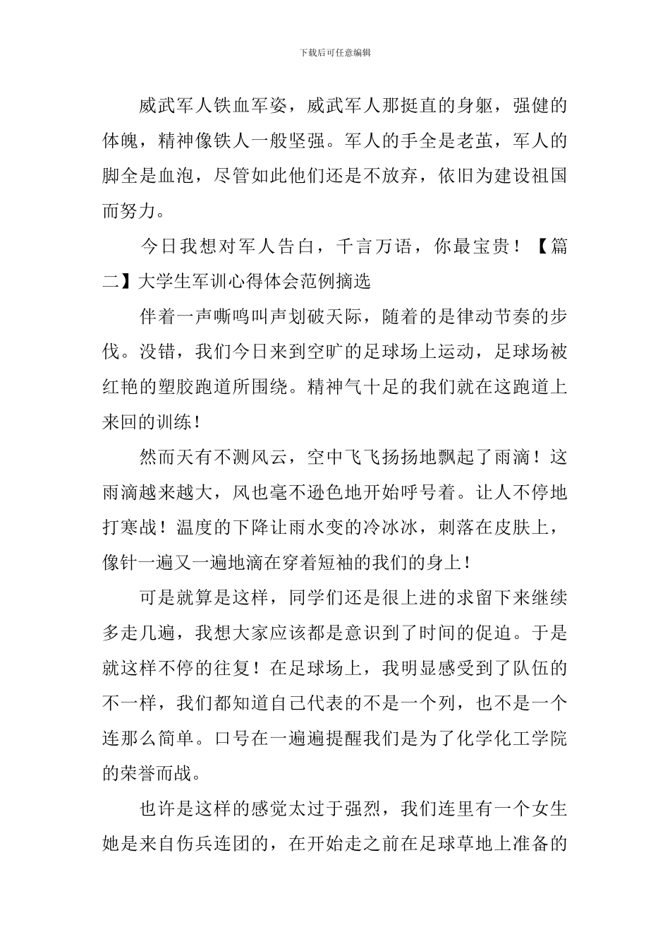 大学生军训心得体会范例摘选_第2页