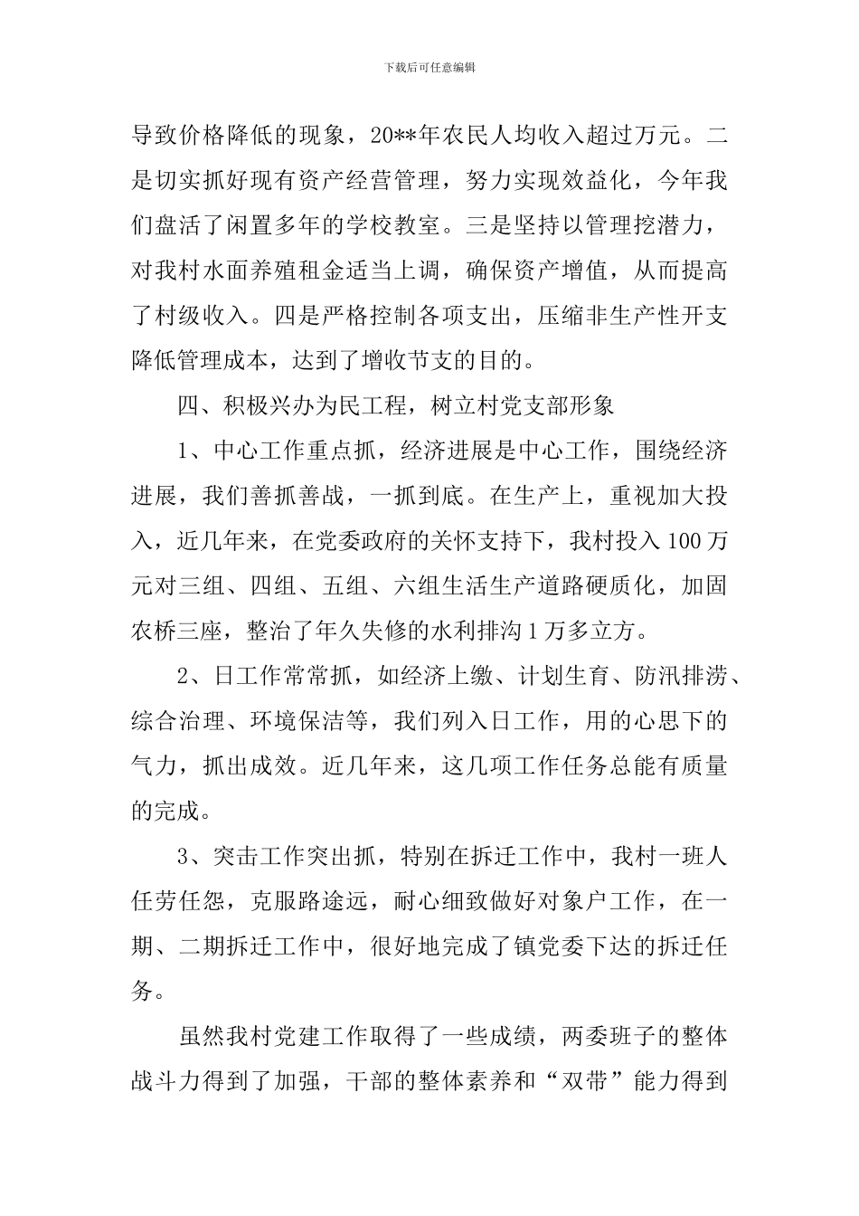 新上任村书记述职报告_第3页