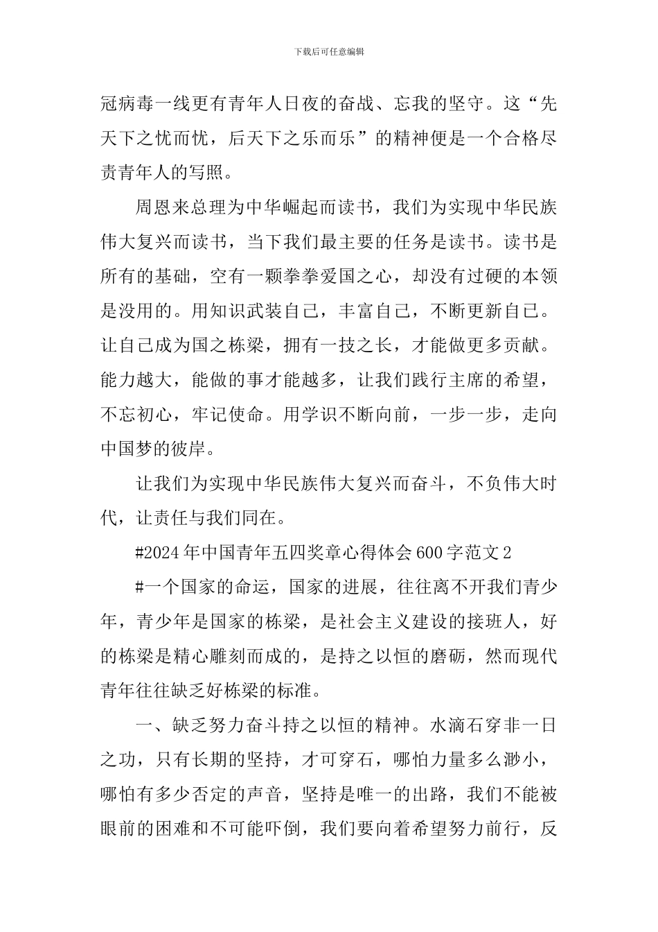 2024年中国青年五四奖章心得体会600字_第2页