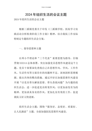 2024年组织生活的会议主题