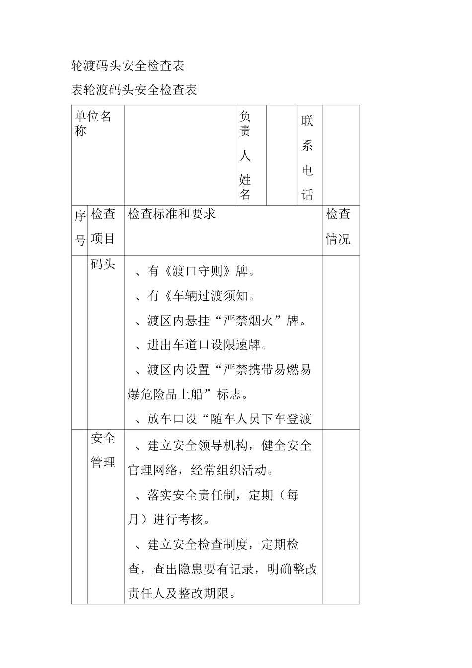 轮渡码头安全检查表_第1页
