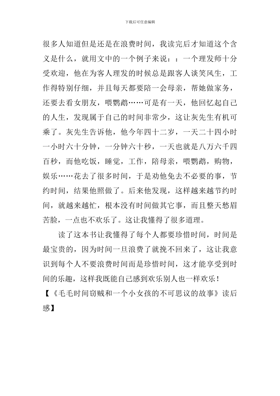 《毛毛时间窃贼和一个小女孩的不可思议的故事》读后感_第2页