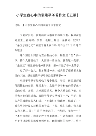 小学生我心中的袁隆平爷爷作文