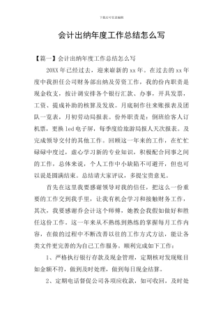 会计出纳年度工作总结怎么写