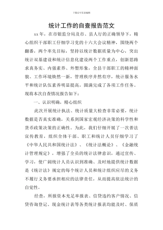 统计工作的自查报告范文