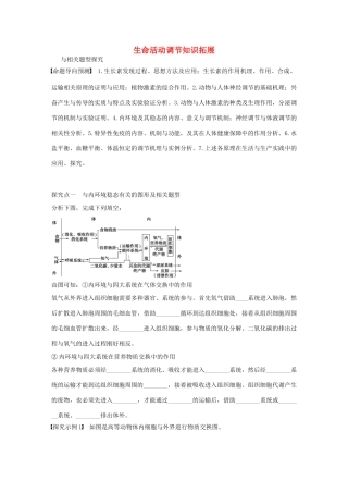 高考生物大一轮复习 39 生命活动调节知识拓展专题学案-人教版高三全册生物学案