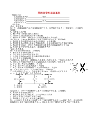 高考生物一轮复习 基因突变和基因重组学案 苏教版必修2-苏教版高三必修2生物学案