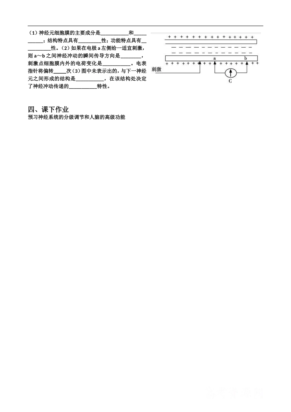 高三生物：2.1《通过神经系统的调节》学案（新人教版必修3）_第3页