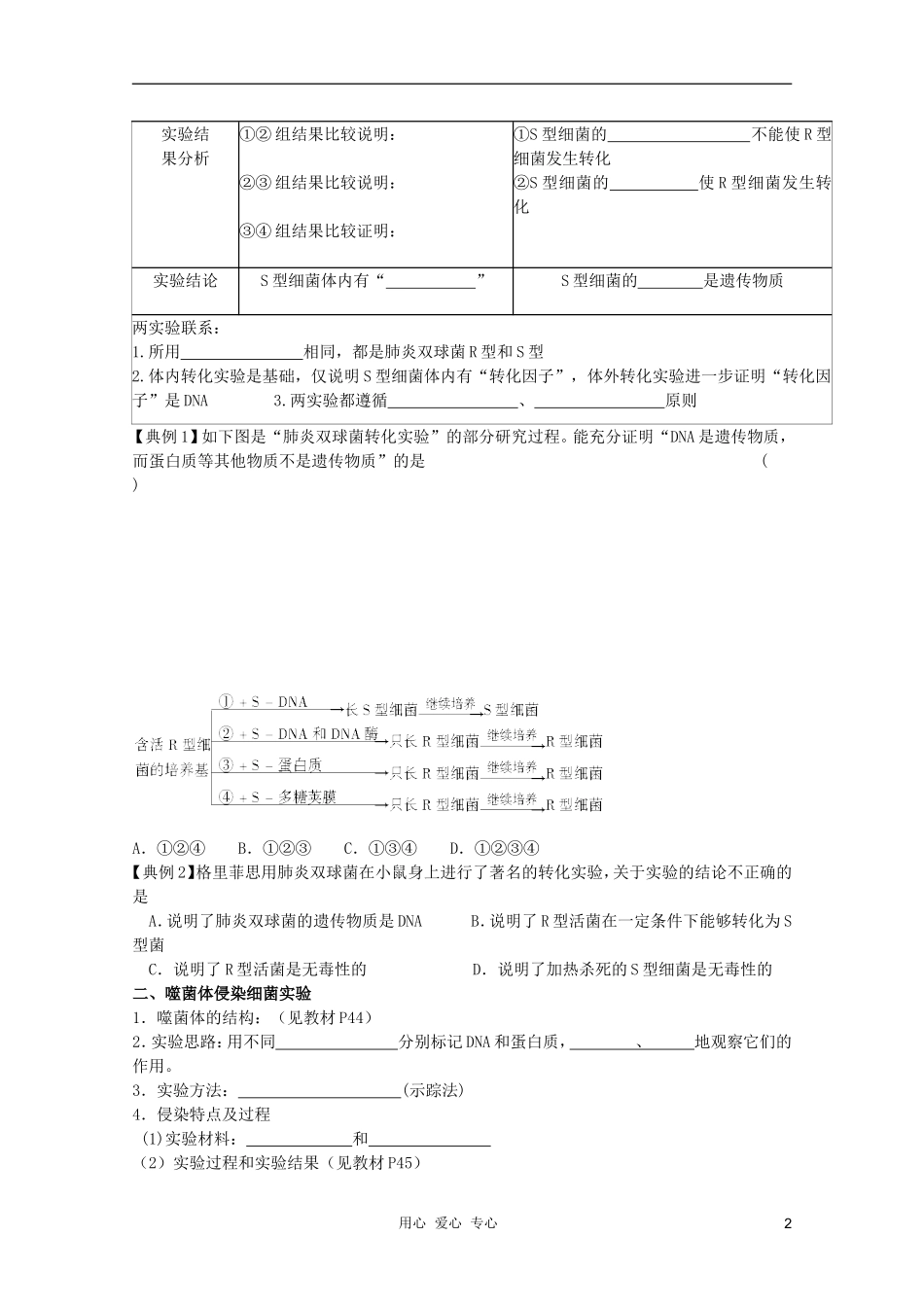 高考生物一轮复习 DNA是主要的遗传物质导学案 必修2_第2页