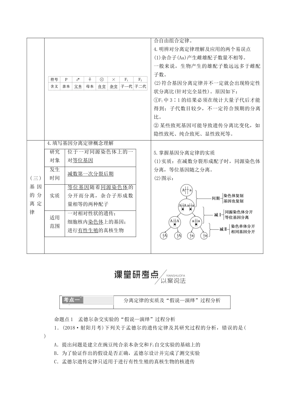 （江苏专版）高考生物一轮复习 第二部分 遗传与进化 第一单元 遗传的基本规律与伴性遗传学案-人教版高三全册生物学案_第2页