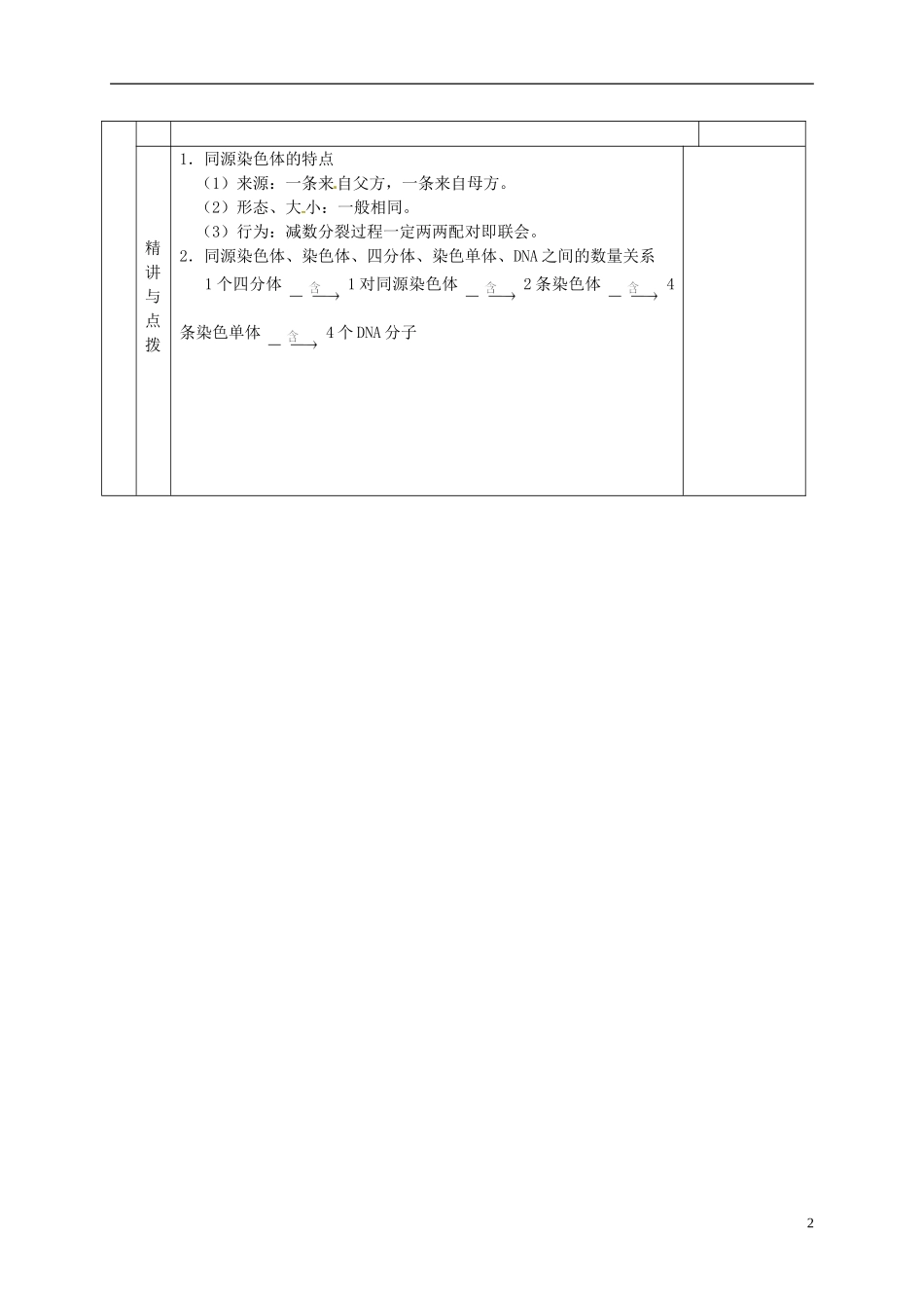 甘肃省金昌一中高考生物一轮复习 2.1.1 减数分裂（第1课时）教学案 新人教版_第2页