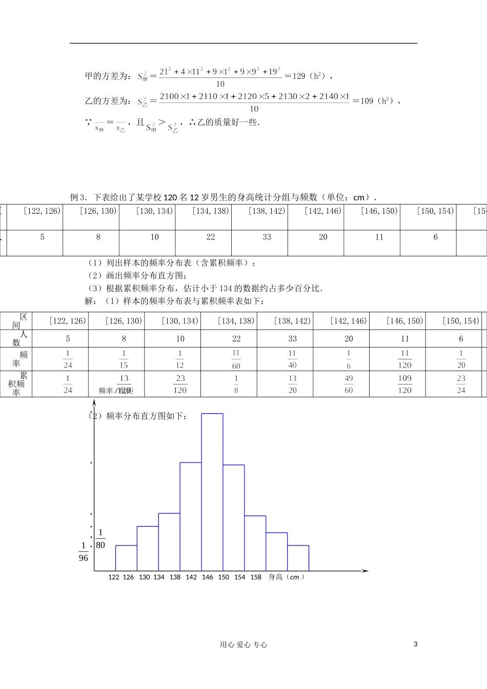 高三数学第一轮复习 第76课时—抽样方法、总体分布的估计(2)教案_第3页
