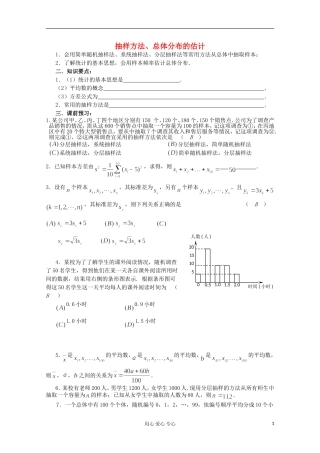 高三数学第一轮复习 第76课时—抽样方法、总体分布的估计(2)教案