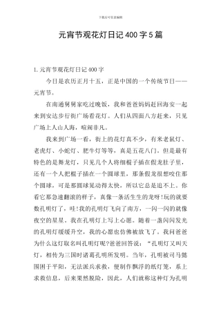 元宵节观花灯日记400字5篇