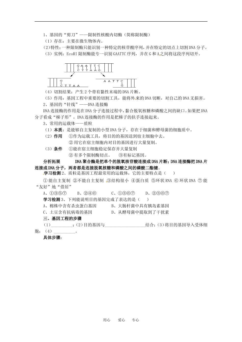高中生物 6.2《基因工程及其应用》学案（1） 新人教版必修2_第2页