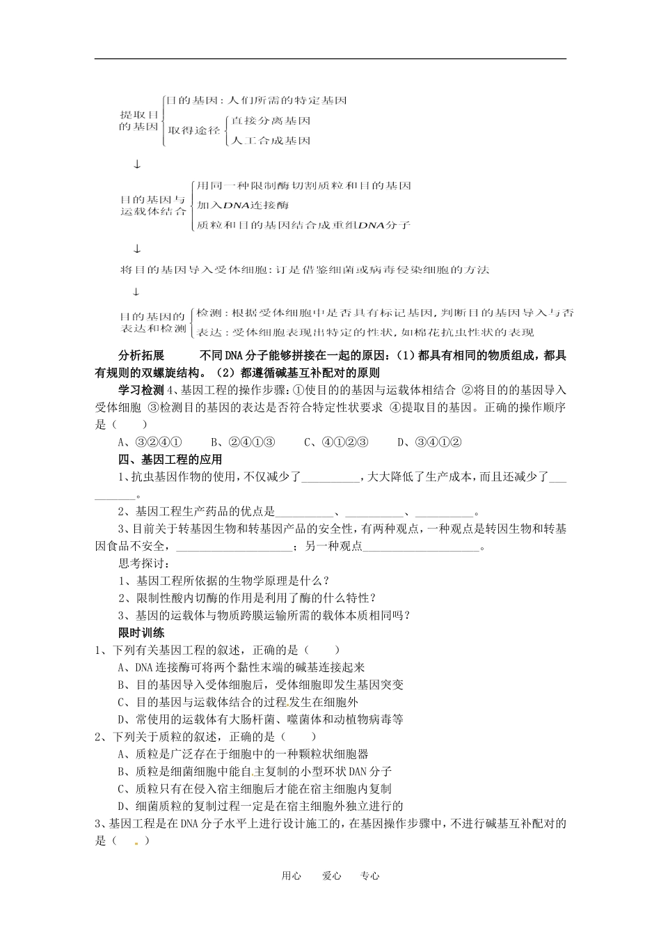 高中生物 6.2《基因工程及其应用》学案（1） 新人教版必修2_第3页