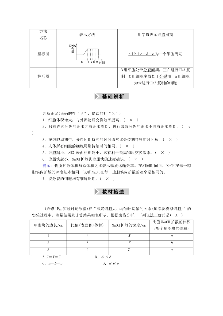 高考生物一轮复习 第四单元 细胞的生命历程 第11讲 细胞的有丝分裂学案 新人教版-新人教版高三全册生物学案_第2页