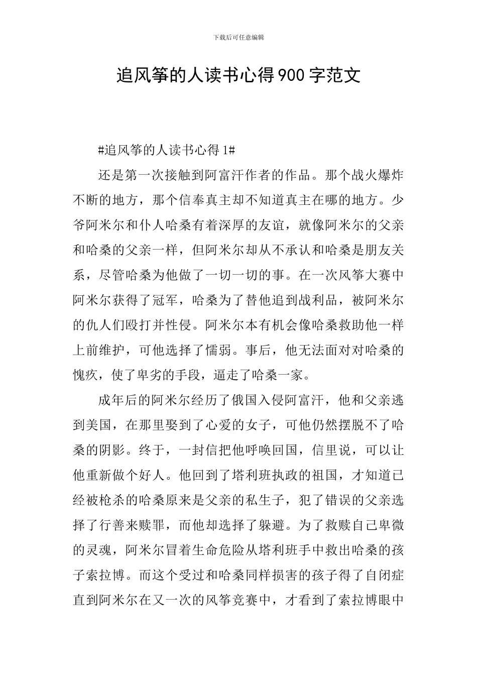 追风筝的人读书心得900字范文_第1页