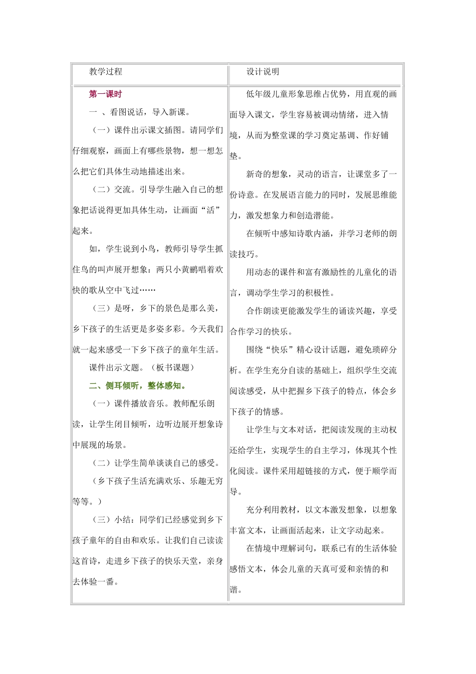 春二年级语文下册《乡下孩子》教案 冀教版-冀教版小学二年级下册语文教案_第2页