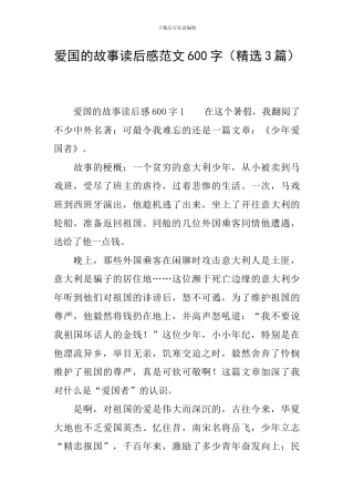 爱国的故事读后感范文600字