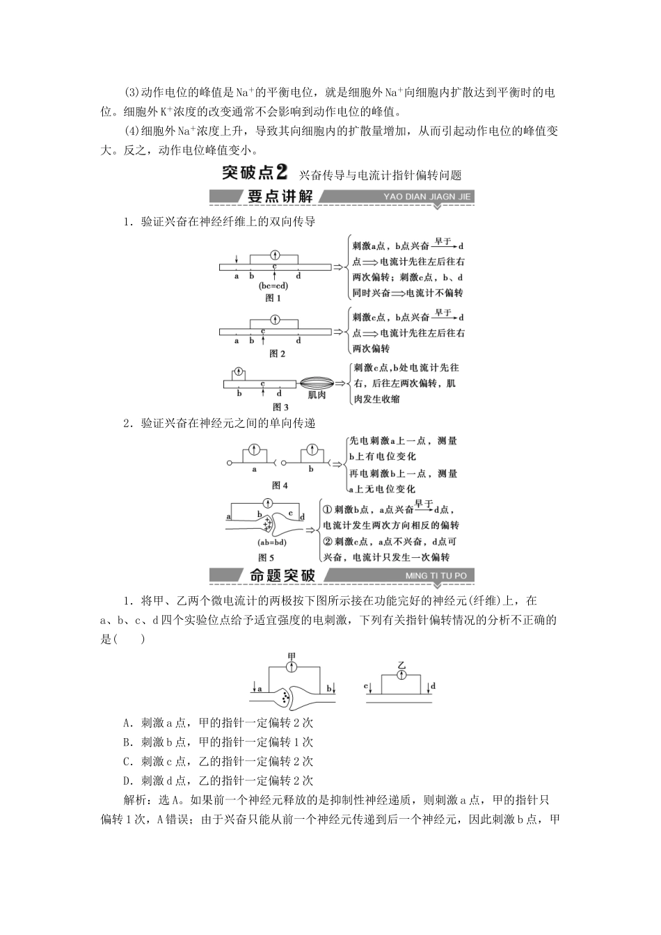 （全国）高考生物大一轮复习 第八单元 生命活动的调节 第31讲 提升课——与神经调节相关的探究实验分析学案-人教版高三全册生物学案_第3页