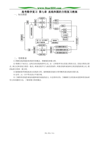高考数学复习 第七章 直线和圆的方程复习教案