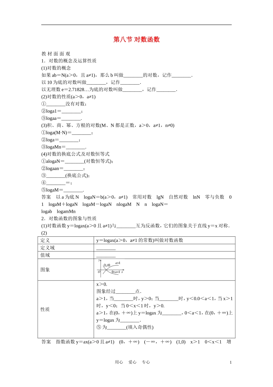 高考数学 第八节 对数函数教材_第1页