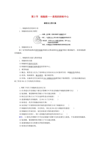 高中生物 3.3 细胞核——系统的控制中心学案 新人教版必修1-新人教版高中必修1生物学案