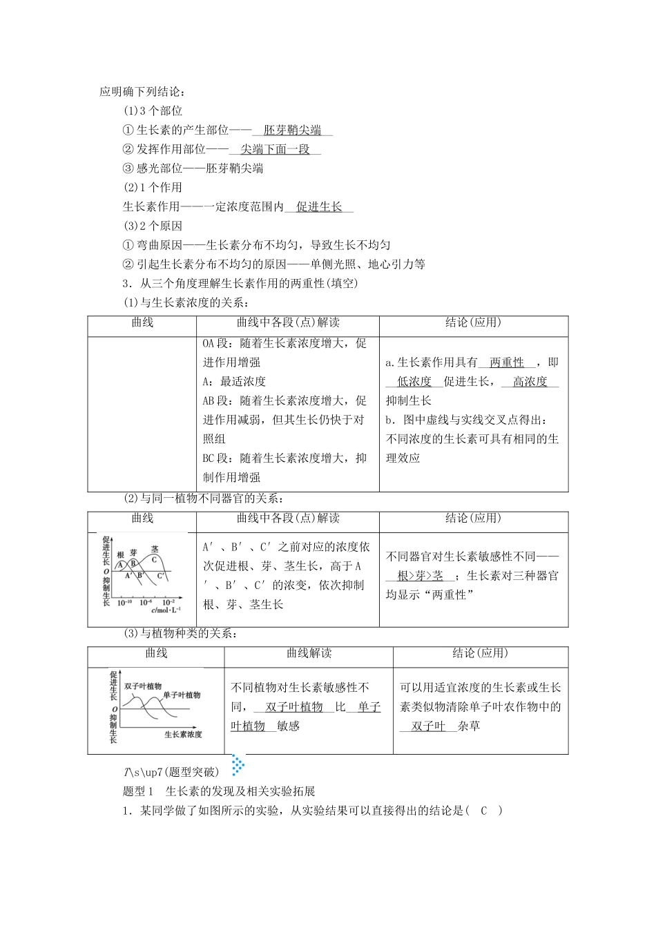 高考生物大二轮复习 专题十一 植物的激素调节学案-人教版高三全册生物学案_第3页