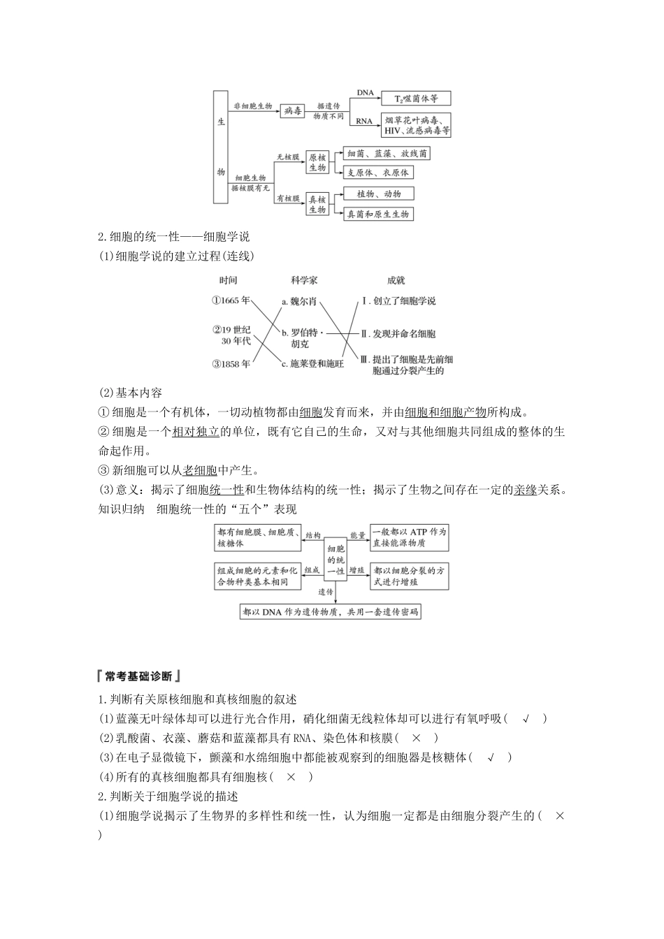 高考生物一轮复习 第二单元 细胞的结构和功能 第4讲 生命活动的基本单位——细胞备考一体学案 苏教版-苏教版高三全册生物学案_第2页