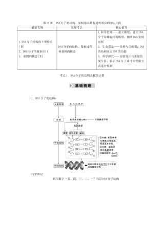 高考生物一轮复习 第六单元 遗传的物质基础 第19讲 DNA分子的结构、复制基因是有遗传效应的DNA片段学案 新人教版-新人教版高三全册生物学案