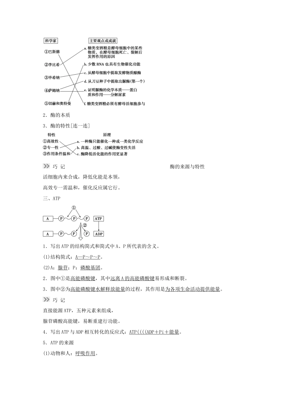 高考生物总复习 第3单元 第8讲降低化学反应活化能的酶学案-人教版高三全册生物学案_第2页
