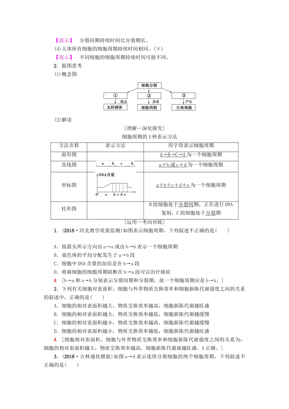 高考生物一轮复习 第4单元 细胞的增殖、分化、衰老和凋亡 第1讲 细胞的增殖学案 苏教版-苏教版高三全册生物学案_第2页