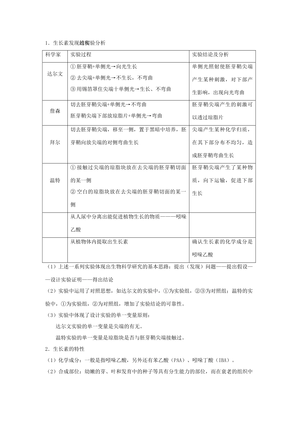 高中生物 第3章 植物的激素调节 专题3.1 生长素的发现导学案 新人教版必修3-新人教版高一必修3生物学案_第2页