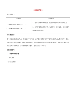 （全国通用）高考生物总复习《细胞呼吸》专题突破学案-人教版高三全册生物学案